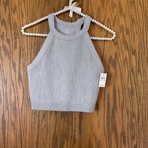 Aerie gray ribbed crop top racer back